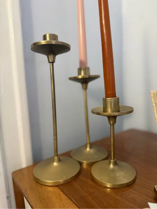 Target Threshold Brass Finish Taper Candle Holders
