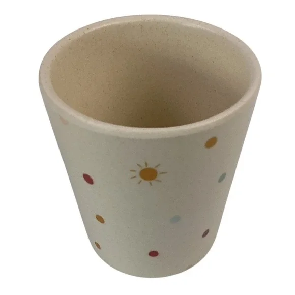 Set of 4 Reusable Plant-Based‎ Tumbler Cups Cream Speckled Polka Dot BPA Free