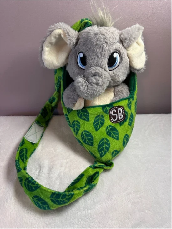 Fiesta Elephant Plush with Carrier Bag Gray Green Stuffed Animal Toy