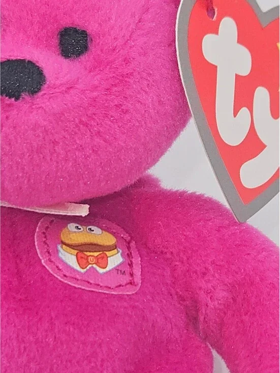 2004 McDonald's Ty Teenie Beanie Baby Burger the Bear Pink