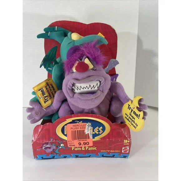Vintage Mattel Hercules Pain & Panic Plush Toy New Old Stock