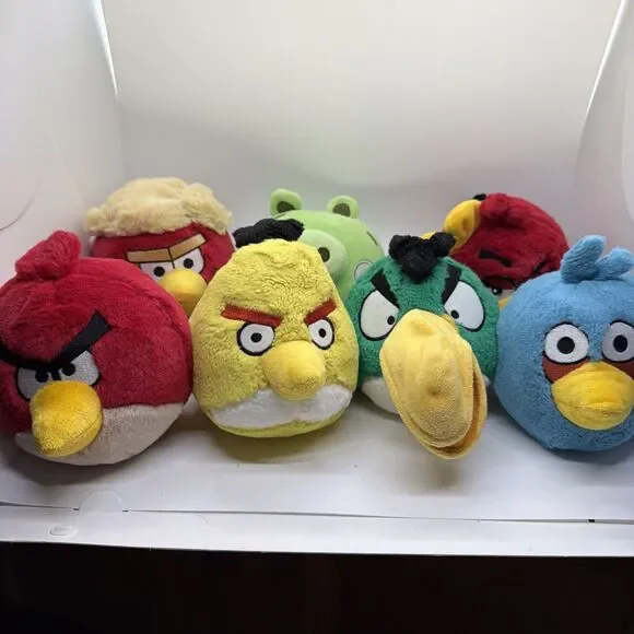 Lot Of 7 Angry Bird Plushies- 5 Inches Tall- Please Read