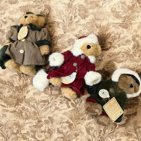 Vintage Boyd’s Bears Bailey Winter Velvet Coat Lot 3 Plaid Holiday Plush