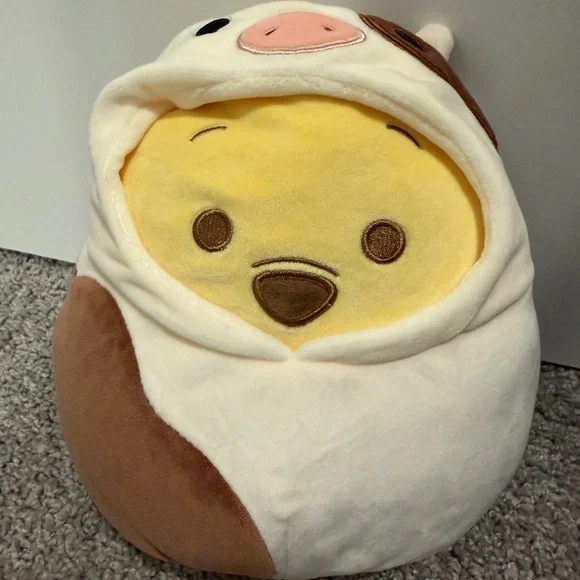 Squishmellow Disney Ronnie the cow Cute Yellow Plush Toy with Cow Hoodie