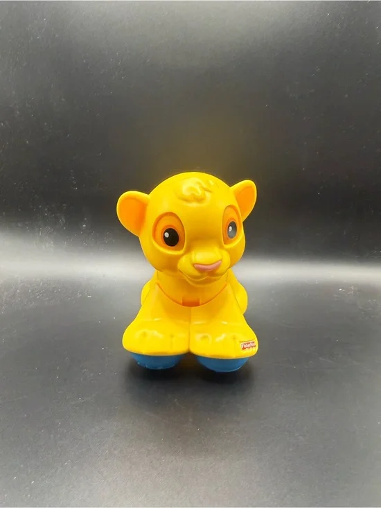 Fisher-Price Bright Yellow Lion Push Toy with Blue Wheels