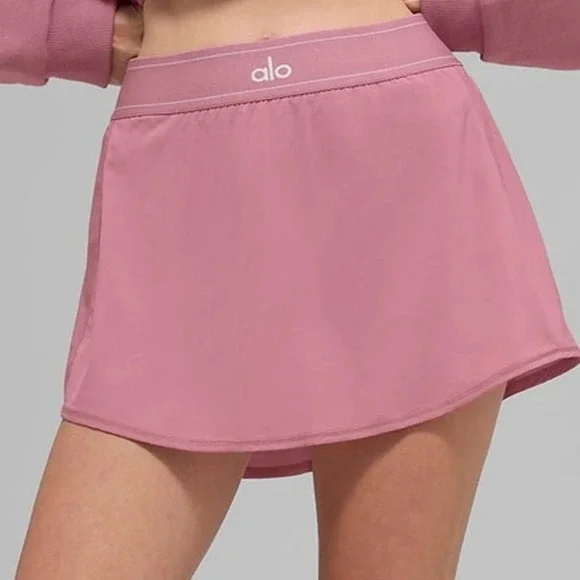 Alo Yoga Match Point Tennis Skirt Pink Wild Rose M