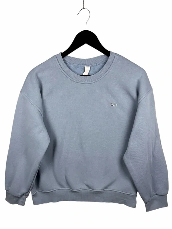 alo Accolade Crew Neck Blue Pullover Sz L (FLAWS)