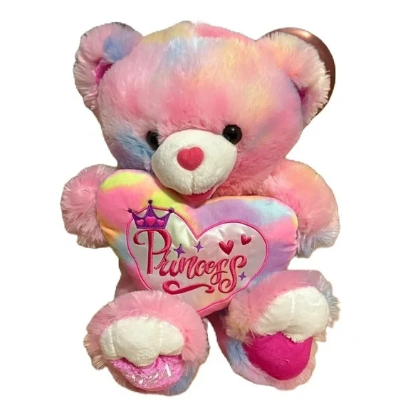 Large Colorful Princess Teddy Bear Plush Stuffed Animal Pink