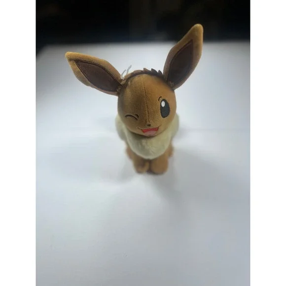 Pokemon Eevee Plush Unisex Small Brown Winking Sitting 2023 Stuffed Toy
