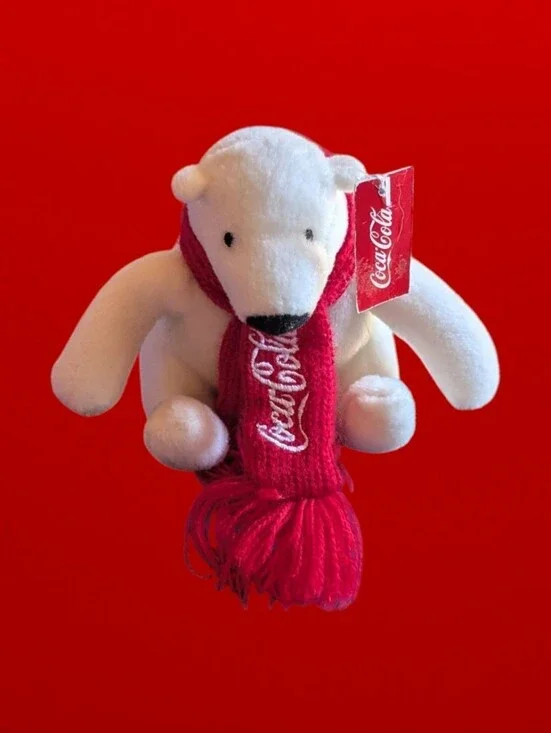 Mini Coca-Cola White Polar Bear Plush Toy