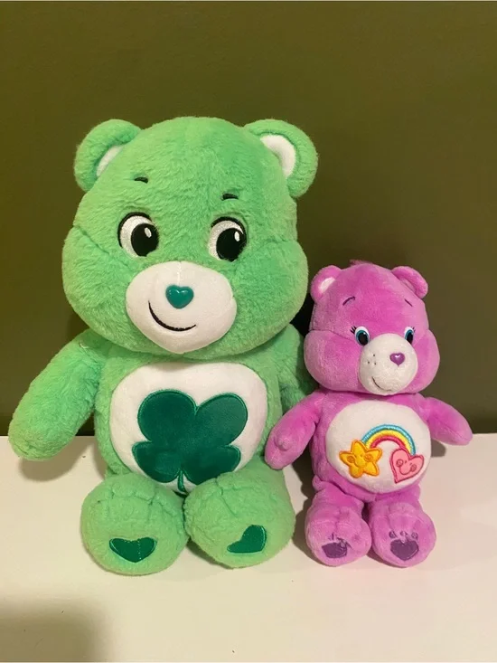Care Bears Green Shamrock & Pink Rainbow Plush Pair