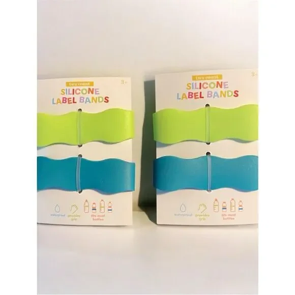 Silicone Label Bands - Lime Green & Teal Blue (2-Pack)