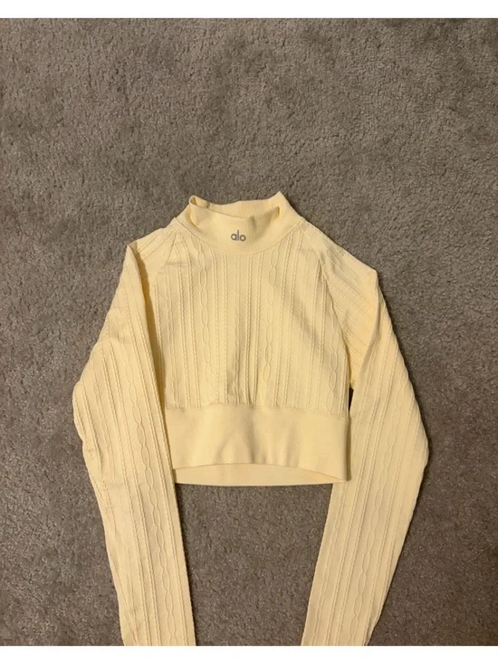 Alo Yoga Yellow Seamless Cable Knit Top