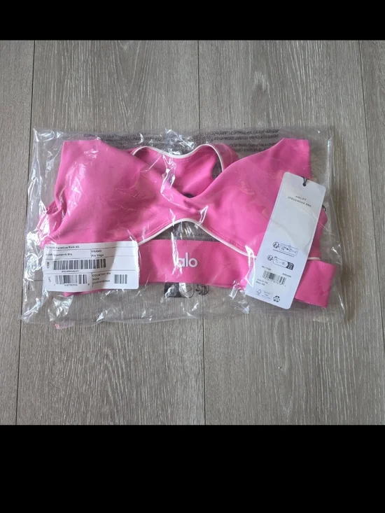 ALO Yoga Hot Pink Sports Bra with White Trim