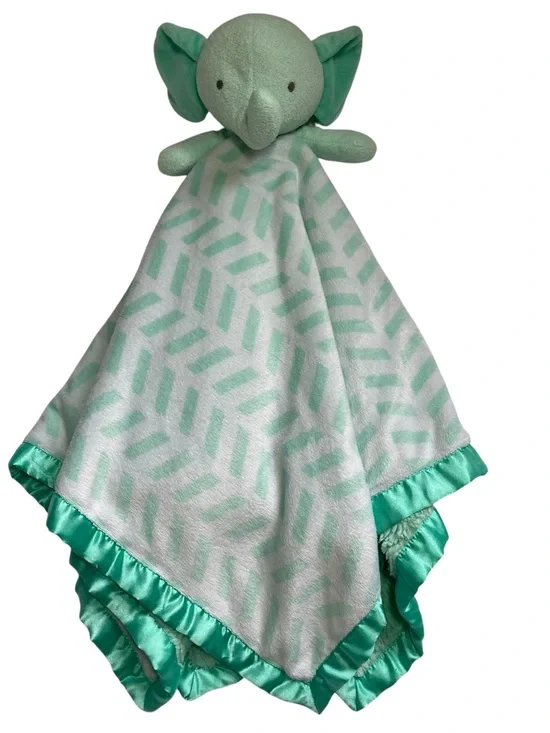 Cloud Island Elephant Lovey Security Blanket Large Mint Green White 2017.