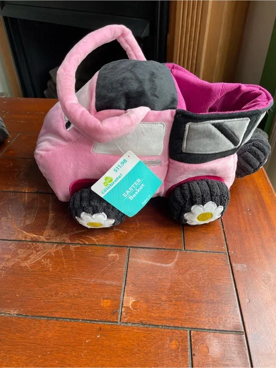 Plush Pink Toy Truck Basket - Kids Toys