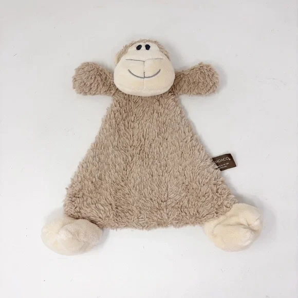 DEMDACO Monkey Lovey Security Blanket Brown Rattle Plush 12