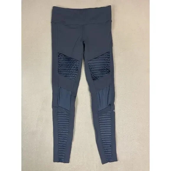 Alo Yoga‎ Legging Womens S Gray Moto Athletic Stretch Performance Skinny Pants