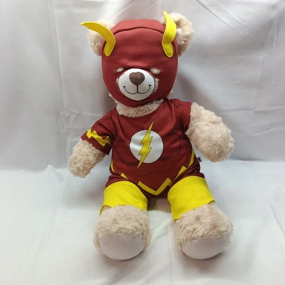 Build-A-Bear DC Comics The Flash Teddy Bear Plush with Costume Red Yellow Mask
