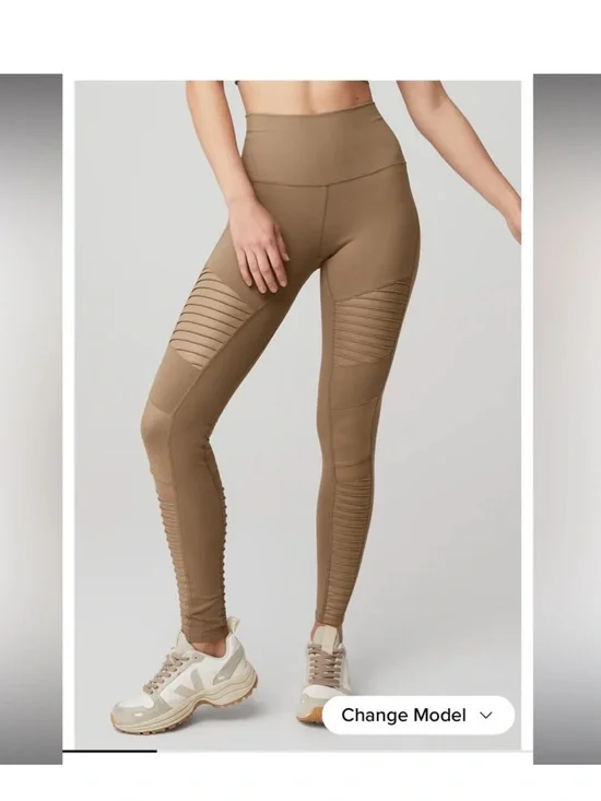 ALO YOGA MOTO LEGGING neutral Gravel taupe size xs‎