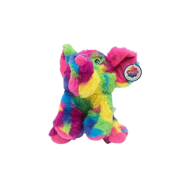 Nanco Rainbow Elephant Plush Stuffed Animal Multi‎ Color Tie dye Bright