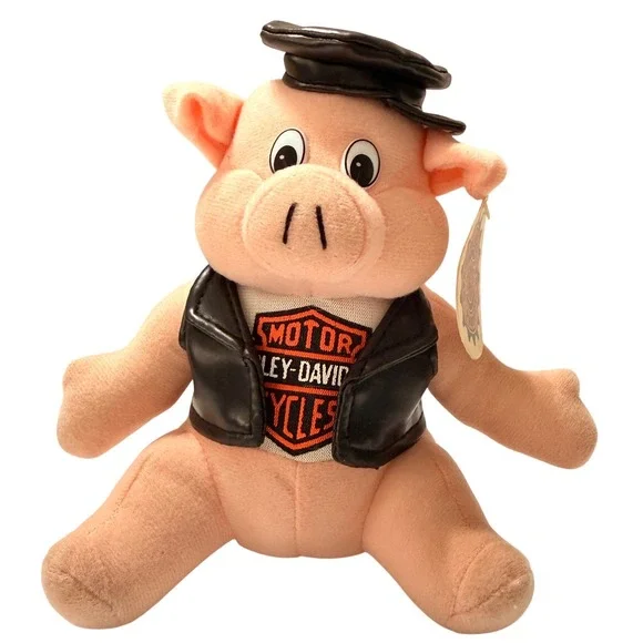 Vintage 1998 Harley-Davidson Biker Pig Plush Play-By-Play 6.5