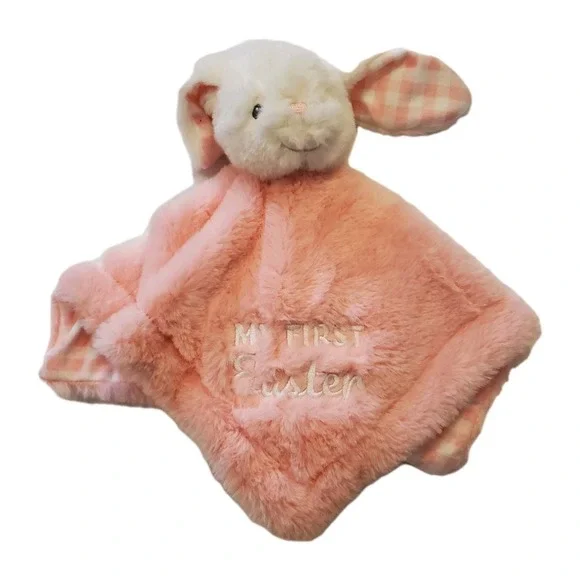 MTY Pink Bunny Rabbit Lovey My First Easter‎ Pink Gingham Blanket