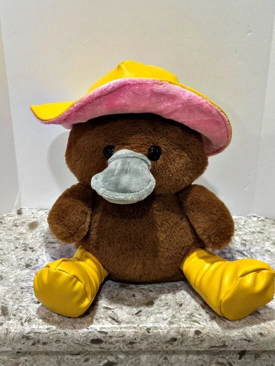 Walgreens HugMe Platypus Plush in Yellow Rain Outfit 11 Inch Stuffed Animal Toy
