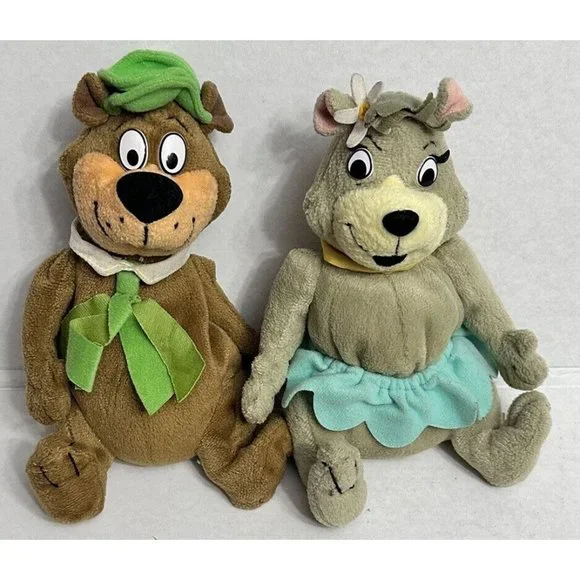 Hanna Barbera The Yogi‎ Bear & Cindy Bear 8” Plush Set Stuffed Animal Toy 2000