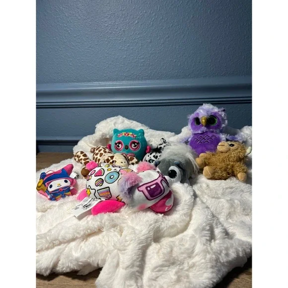 Bundle Lot 8 Plush Toys My Melody Owl Highland Cow Turtle Cat Dog‎