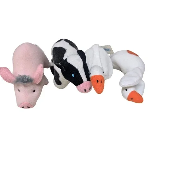 Vintage 1995 McDonalds Babe Movie Happy Meal Plush Toy Lot Pig Cow Duck Set of 4