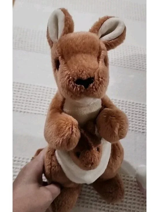 VTG TY Kangaroo‎ With Baby Plush POUCH The Beanie Buddies Collection 14