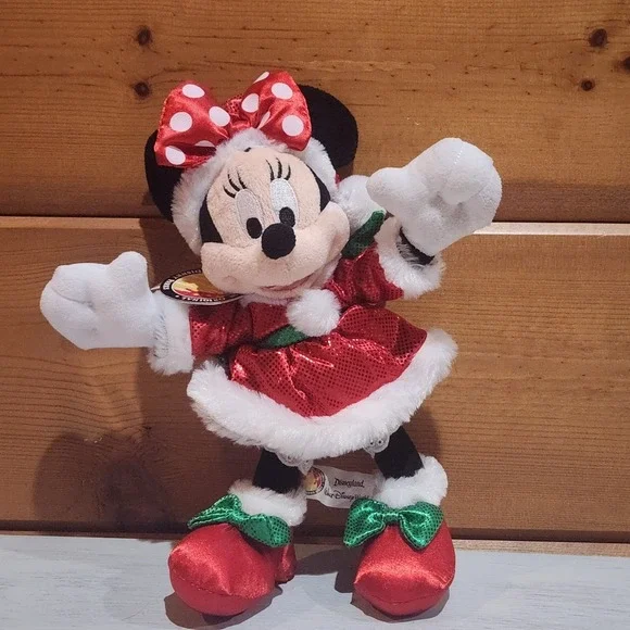 2009 NWT Mrs Claus Minnie Mouse Disneyland Park‎ Christmas Holiday Red Plush HTF