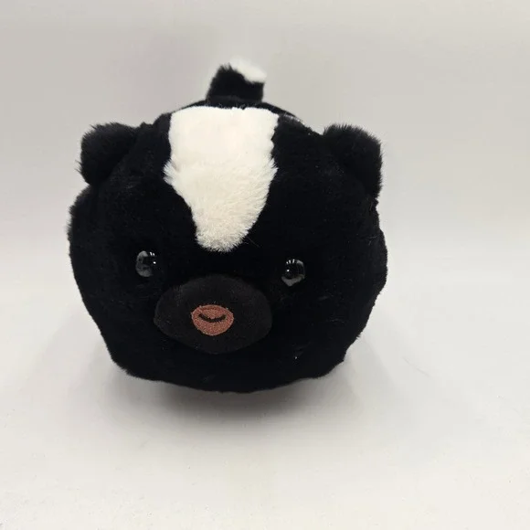 Aurora World Skunk‎ Plush Stuffed Animal Black White Round Spudster Toy