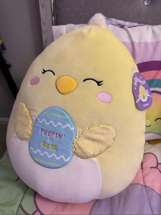 Squishmallows Yellow Chick Plush with Pastel Blue Egg