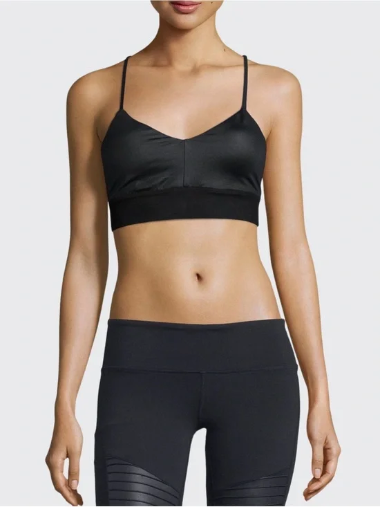 ALO Yoga Black V-Neck Strappy Bralette