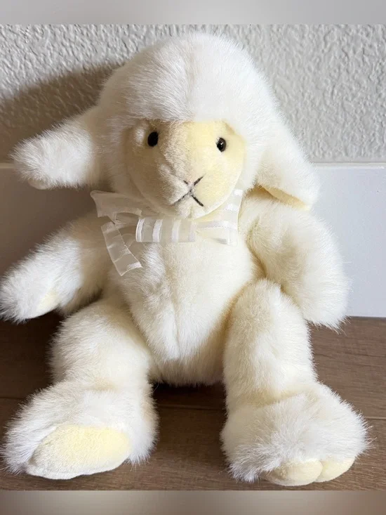 Vintage Russ Fluffles Cream Lamb Sheep 12” Bean Bag Plush Stuffed Toy