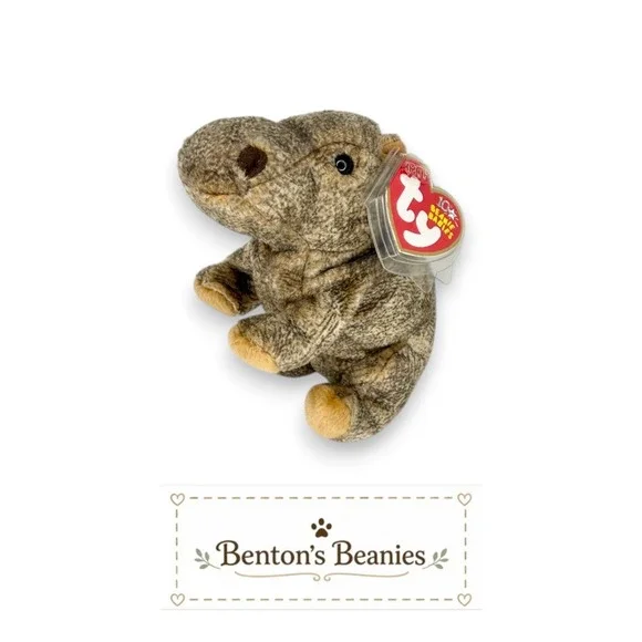 Tubbo the Hippo Ty Beanie Baby | Riverbank Lounger 🌊 | Mint Heart Tag ⭐