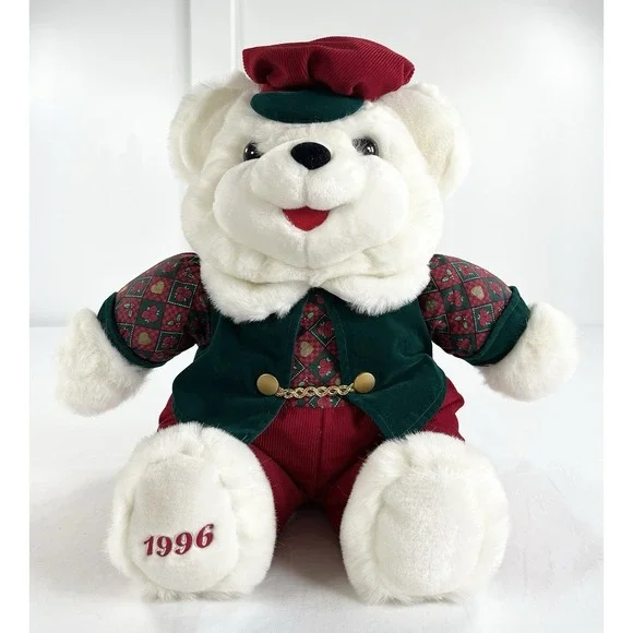 Vtg‎ 1996 MTY International Papa Teddy Bear Plush Christmas Green Vest Hat 20