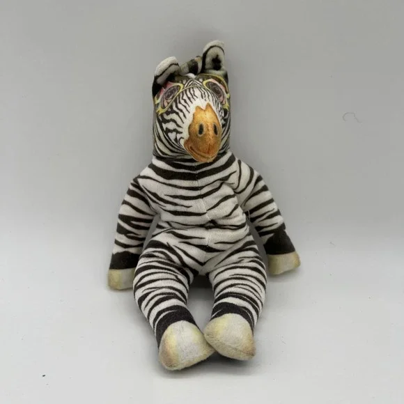 Vintage 1992 The Toy Works Stuffed Aviator‎ Zebra Pilot Plush Beanie 9