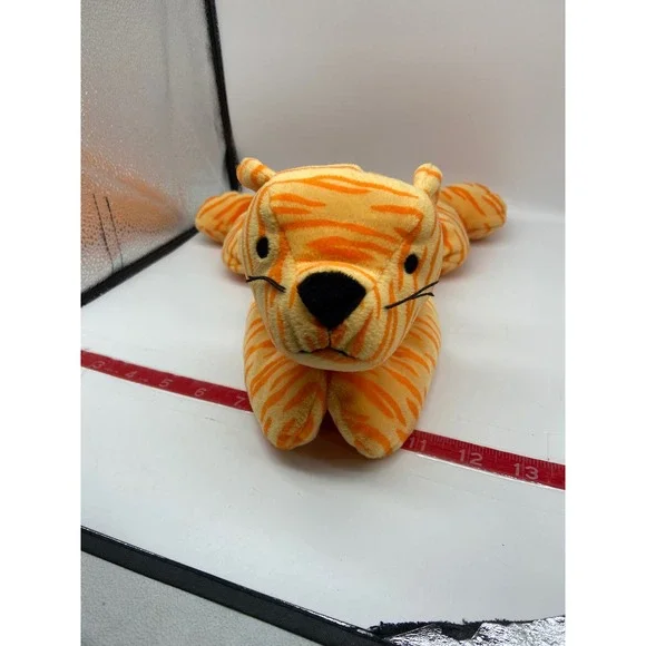 Ty Pillow Pals Purr the Cat 1996 Orange Tiger Stripes & Bow
