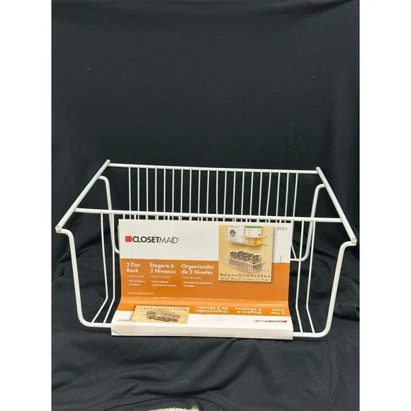 ClosetMaid 2 Tier Rack White Wire Wall Mount Spice Organizer 8002