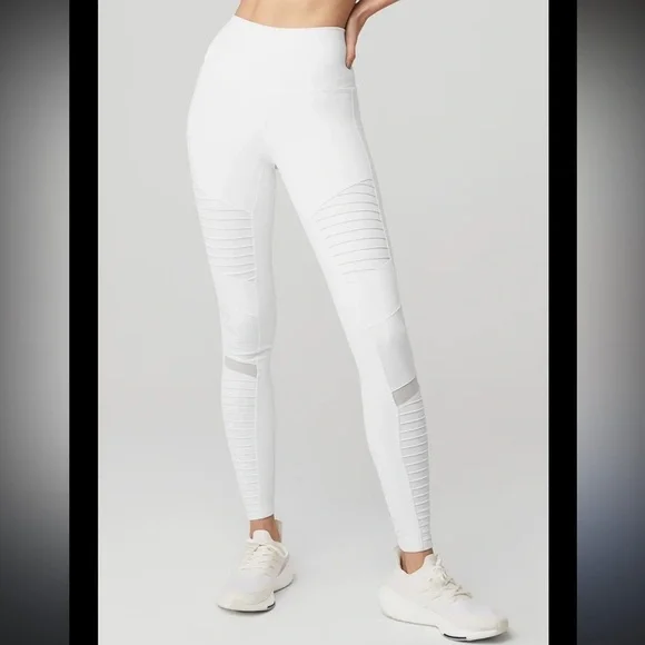 Alo Yoga Athena Mid Rise White Moto Leggings XS