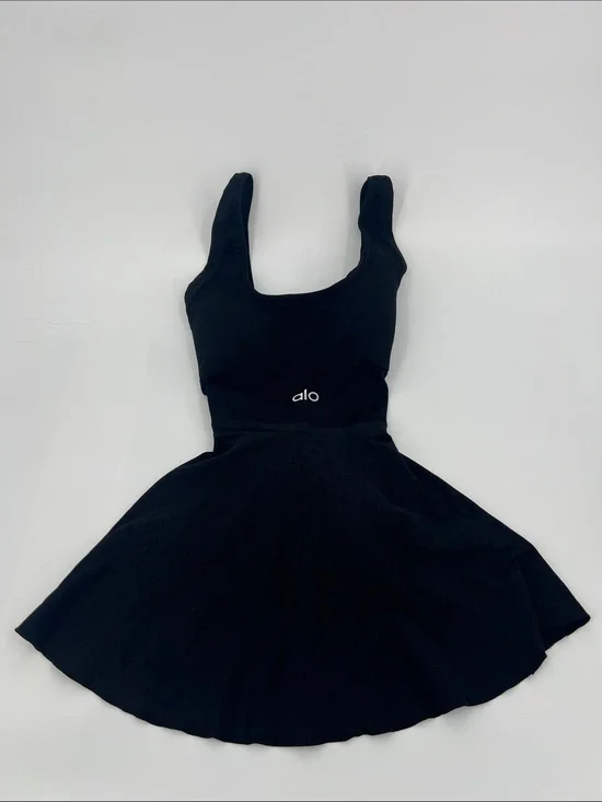 Alo Black Skater Dress with Scoop Neck
