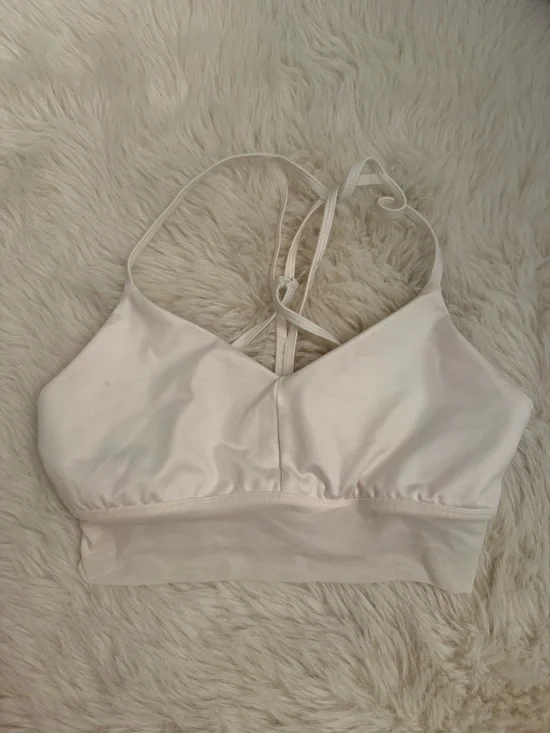 ALO Yoga Light Cream IVORY Strappy Bralette Mesh