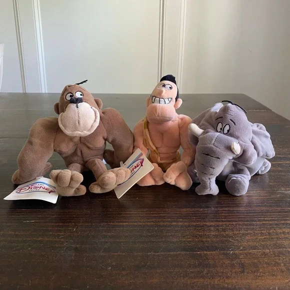 Disney Store George of the Jungle‎ Plush Set George Ape Shep Bean Bag 8