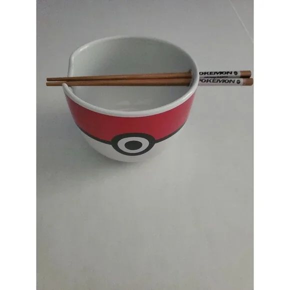 Pokemon Pokebowl Ceramic Ramen Noodle Bowl With Chopsticks, Pikachu, Pho Bowl