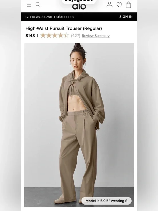 ALO Yoga High-Waist Pursuit Trouser — Taupe