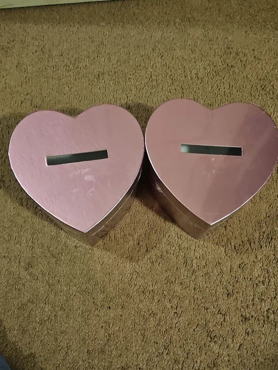 Set of 2 Pink Heart-Shaped Trinket Boxes