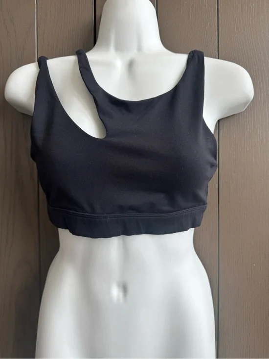 ALO Yoga Black Asymmetric Cutout Sports Bra